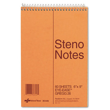 National® Standard Spiral Steno Pad, Gregg Rule, Brown Cover, 80 Eye-ease Green 6 X 9 Sheets freeshipping - TVN Wholesale